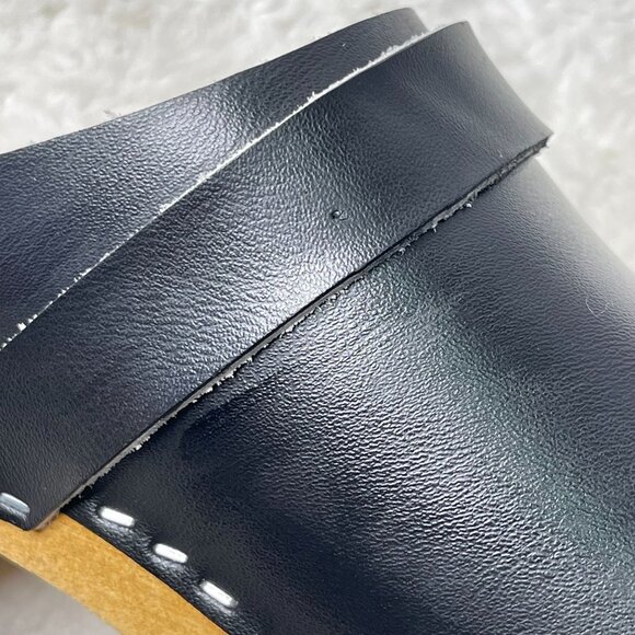 HOOF Women's Black Chloé Apache Leather Slip On Clog Round Toe Shoes Size 41 - Picture 10 of 10